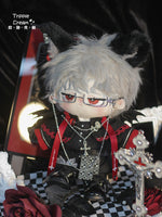 Cotton doll clothes, 20cm in size, original design by Blowing Bubbles Clan, for male and female dolls adhering to the Kusu Law, featuring dark gothic cat ears