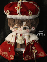 Coronation Ceremony Cotton Doll Clothes Blowing Bubble Klin 20cm Attribute-Free Court King Cape Noble Gorgeous Crown.