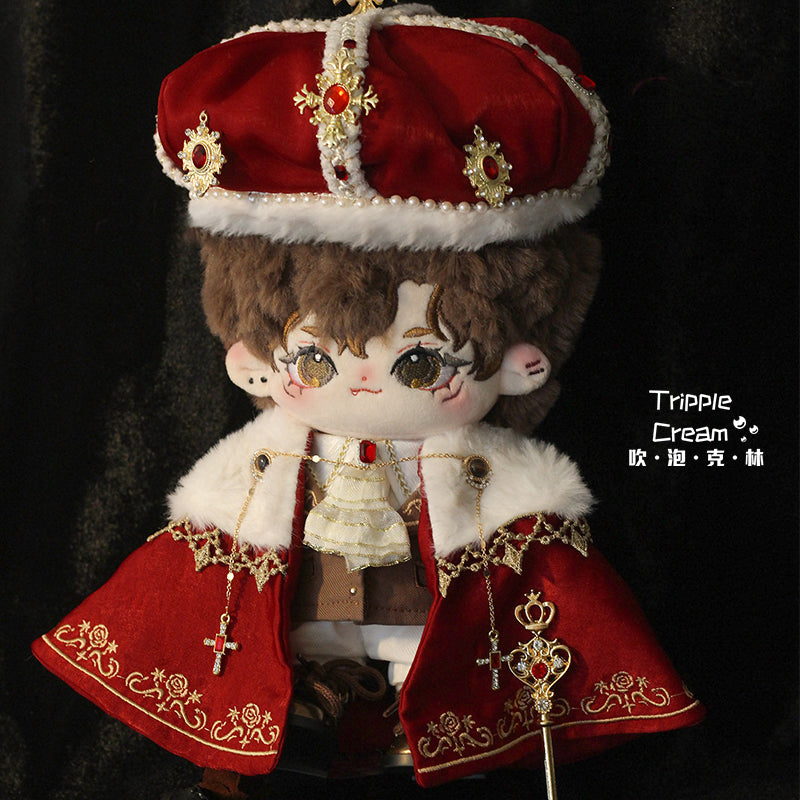 Coronation Ceremony Cotton Doll Clothes Blowing Bubble Klin 20cm Attribute-Free Court King Cape Noble Gorgeous Crown.