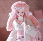 BJD Yurou – U1261 Official Girl Doll | Poseable Resin Doll with Pink Bunny-Ear Hat| Humanoid Figure| 1/4 Scale