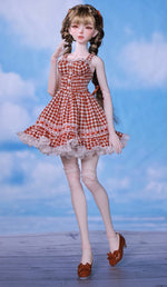 BJD Doll – U1260 Carmen (Xiao Ka) Girl in Plaid Lace Trim Dress | Poseable Jointed BJD Doll | Gift |  1/4 Scale