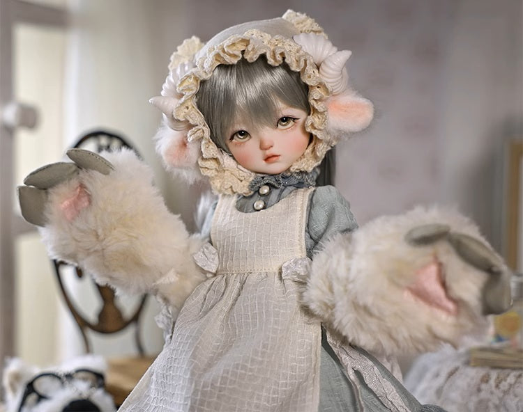BJD Autumn/Winter Vibe with Lamb Headscarf - U1263 Original BJD Girl Doll | SD-Style Cute Poseable Doll- 1/6 Scale