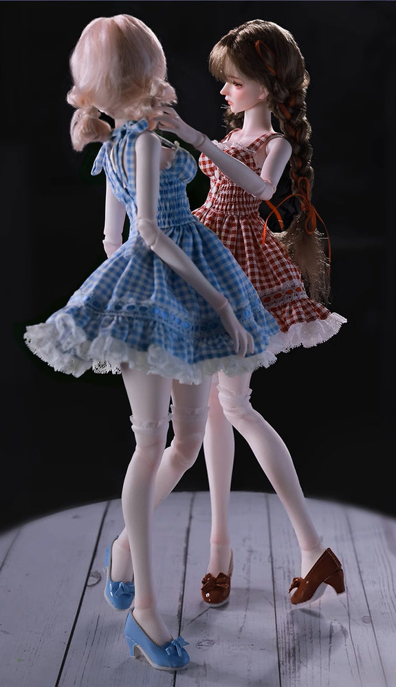 BJD Doll – U1260 Carmen (Xiao Ka) Girl in Plaid Lace Trim Dress | Poseable Jointed BJD Doll | Gift |  1/4 Scale