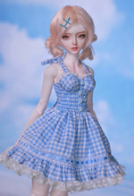 BJD Doll – U1260 Carmen (Xiao Ka) Girl in Plaid Lace Trim Dress | Poseable Jointed BJD Doll | Gift |  1/4 Scale