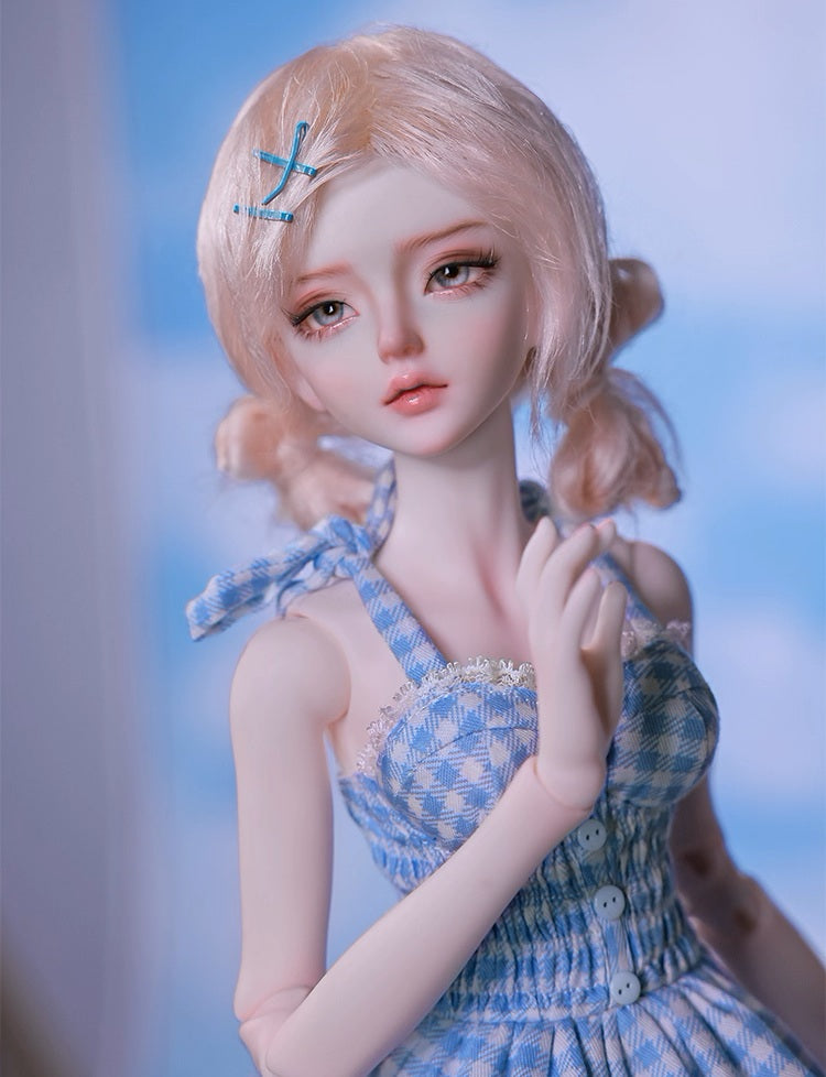 BJD Doll – U1260 Carmen (Xiao Ka) Girl in Plaid Lace Trim Dress | Poseable Jointed BJD Doll | Gift |  1/4 Scale