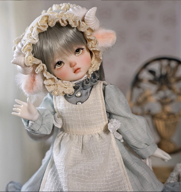 BJD Autumn/Winter Vibe with Lamb Headscarf - U1263 Original BJD Girl Doll | SD-Style Cute Poseable Doll- 1/6 Scale