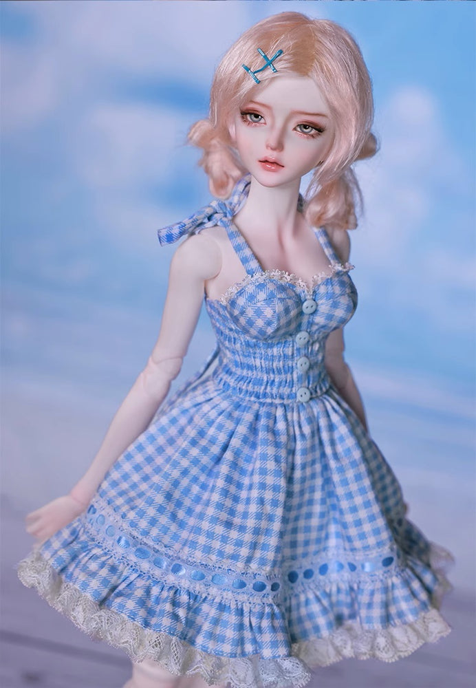 BJD Doll – U1260 Carmen (Xiao Ka) Girl in Plaid Lace Trim Dress | Poseable Jointed BJD Doll | Gift |  1/4 Scale