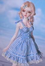 BJD Doll – U1260 Carmen (Xiao Ka) Girl in Plaid Lace Trim Dress | Poseable Jointed BJD Doll | Gift |  1/4 Scale