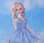 BJD Doll – U1260 Carmen (Xiao Ka) Girl in Plaid Lace Trim Dress | Poseable Jointed BJD Doll | Gift |  1/4 Scale