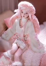BJD Yurou – U1261 Official Girl Doll | Poseable Resin Doll with Pink Bunny-Ear Hat| Humanoid Figure| 1/4 Scale