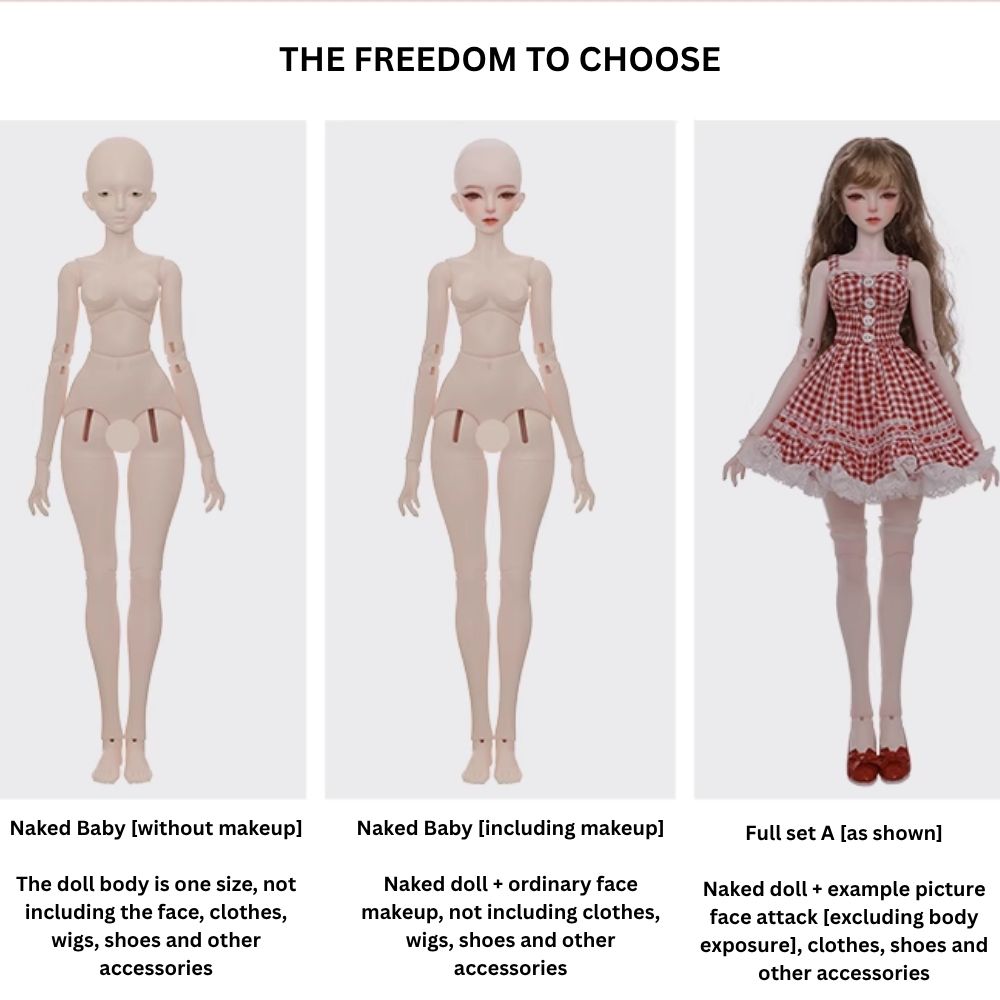 BJD Doll – U1260 Carmen (Xiao Ka) Girl in Plaid Lace Trim Dress | Poseable Jointed BJD Doll | Gift |  1/4 Scale