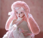 BJD Yurou – U1261 Official Girl Doll | Poseable Resin Doll with Pink Bunny-Ear Hat| Humanoid Figure| 1/4 Scale