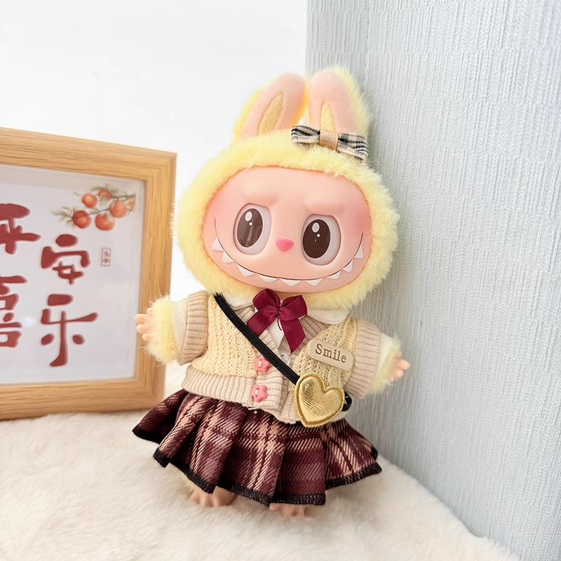 Cute Labubu Clothes - School Uniform Outfit with Accessories