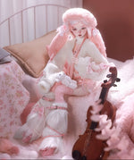 BJD Yurou – U1261 Official Girl Doll | Poseable Resin Doll with Pink Bunny-Ear Hat| Humanoid Figure| 1/4 Scale