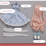 BJD Doll – U1260 Carmen (Xiao Ka) Girl in Plaid Lace Trim Dress | Poseable Jointed BJD Doll | Gift |  1/4 Scale
