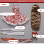 BJD Doll – U1260 Carmen (Xiao Ka) Girl in Plaid Lace Trim Dress | Poseable Jointed BJD Doll | Gift |  1/4 Scale