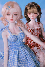 BJD Doll – U1260 Carmen (Xiao Ka) Girl in Plaid Lace Trim Dress | Poseable Jointed BJD Doll | Gift |  1/4 Scale
