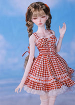 BJD Doll – U1260 Carmen (Xiao Ka) Girl in Plaid Lace Trim Dress | Poseable Jointed BJD Doll | Gift |  1/4 Scale