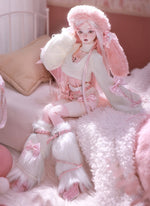 BJD Yurou – U1261 Official Girl Doll | Poseable Resin Doll with Pink Bunny-Ear Hat| Humanoid Figure| 1/4 Scale