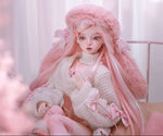 BJD Yurou – U1261 Official Girl Doll | Poseable Resin Doll with Pink Bunny-Ear Hat| Humanoid Figure| 1/4 Scale