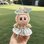 Cute Labubu Clothes - Plaid Pink Green Dress Outfit with Accessories