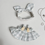 Cute Labubu Clothes - Plaid Pink Green Dress Outfit with Accessories