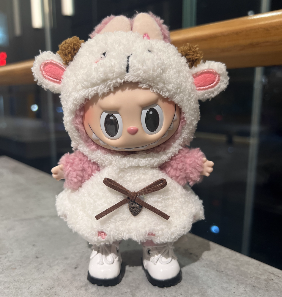 Cute Labubu Clothes - White Sheep Overalls Outfit