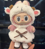 Cute Labubu Clothes - White Sheep Overalls Outfit